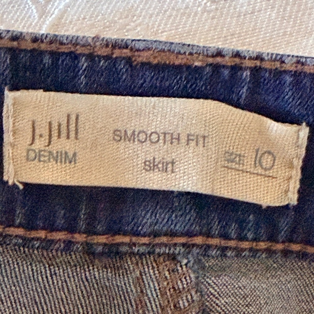 J. Jill Smooth Fit Denim Skirt Atlantic Wash Dark Blue Stretch Size 10 NEW - Picture 7 of 8